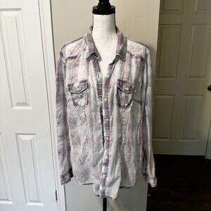 Torrid distressed light weight plaid flannel shirt - Size 1